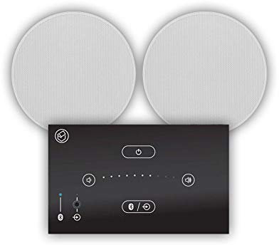 Systemline E50 Bluetooth Ceiling Speaker System with Touch Gesture Wall Amplifier and 2x Q Acoustics Qi65CB 6.5 In-Ceiling Speakers for Home Audio, Kitchens & Bathrooms