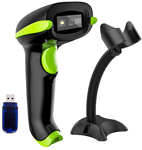 NADAMOO 2D Wireless Barcode Scanner with Stand, Compatible with Bluetooth & 2.4G Wireless & Wired Connection, Cordless QR Code Scanner USB Image Bar Code Reader for Computer Tablet iPhone iPad Android