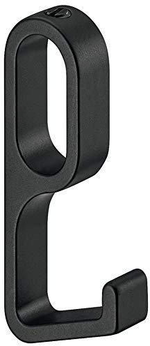 Gedotec Metall Einhängehaken schwarz für Schrankstange OVAL Schrankrohr | Aufhängehaken Aluminium schwarz matt | Aufhänger für Kleiderstange oder Garderobe 30 x 14 mm | 1 Stück - Kleiderhaken gebogen