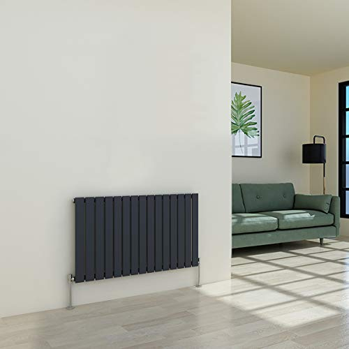 Warmehaus Horizontal Designer Radiator Flat Panel Modern Heating Single Anthracite Radiator 600 x 1022mm