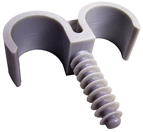 Bricoloco Abrazadera doble de nylon para sujección de tubos, conductos y cables. Taco grapa de sujección doble de tubos o cables. Taladro broca de 8 mm (50, 16 mm)