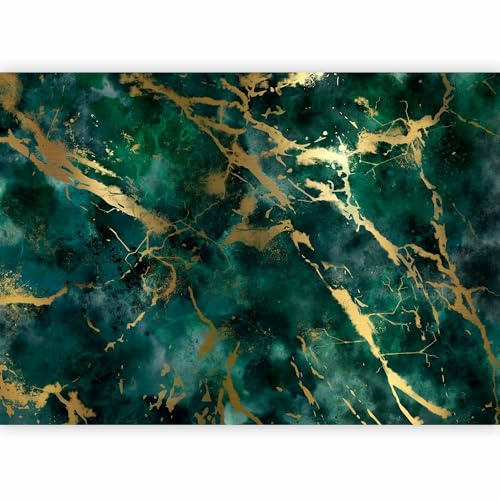 murando Premium Photo Wallpaper Stone Wall 250x175 cm / 99x69 Non-Woven Premium Art Print Fleece Wall Mural Decoration Poster Picture Design Modern Marble Like Abstract 3D Green f-A-10004-a-a