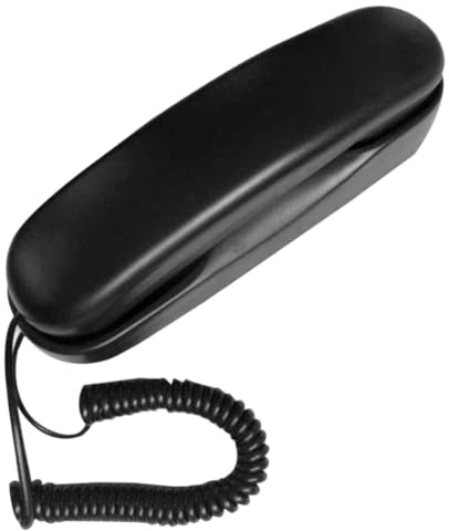 iFutniew Teléfono de pared con cable, teléfono pequeño de hotel, adecuado para el hogar, baño, escuela, oficina, teléfono de pared fijo, color negro, fácil de usar