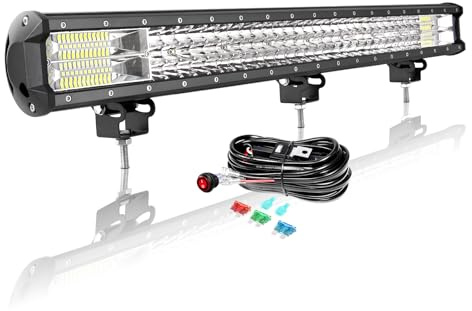 AUXTINGS 4 x 4 LED-stång 72 cm 396 W LED-arbetsljusstång Con 12 V ledningsstråle, spot- och översvämningsramp LED-strålkastare för bil traktor lastbil fyrhjuling fordon båt SUV 4 x 4
