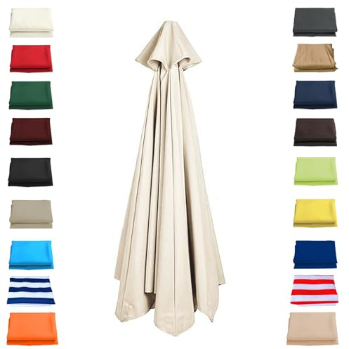 Auvent De Rechange Pour Parasol, 6 Baleines/8 Baleines Toile De Parasol Déporté, Pour Jardin, Terrasse, Cour, Plage, Piscine, Marché, Housse De Parasol De Remplacement Couverture(Beige,8 RIBS/350CM(11