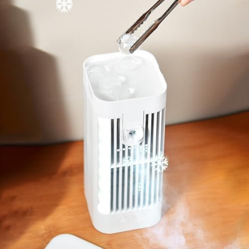 Entgoinggo Refroidisseur d'air portable, mini climatiseur d'été, climatiseur à 3 vitesses, ventilateur USB domestique pour bureau, maison et bureau, blanc (sans autonomie de batterie)