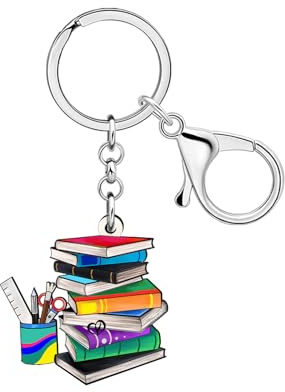 LONYOO Porte-clés Livres En Acrylique Accessoires Cadeaux Pour Les Amoureux Des Livres Femmes Lecteurs De Livres Filles Enfants Sac à Dos Porte-monnaie Charms