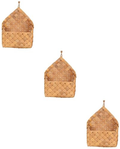 TOYANDONA 3 Pièces Panier Suspendu à La Copeau De Bois Panier De Plantes Pot Corbeille Panier Suspendu pour Les Plantes Paniers De Fleurs Suspendus pour L'extérieur Paniers Suspendus en Bois