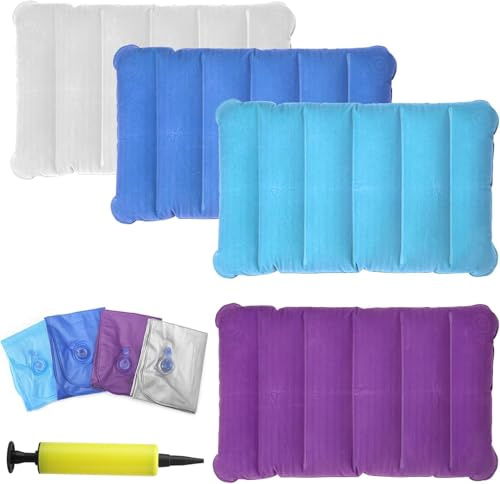 HENGBIRD 4pcs Aufblasbares Kissen, Camping Kissen, Sitzkissen Aufblasbar, Reisekissen Aufblasbar, Strandkissen für Camping, Reisen und Strand