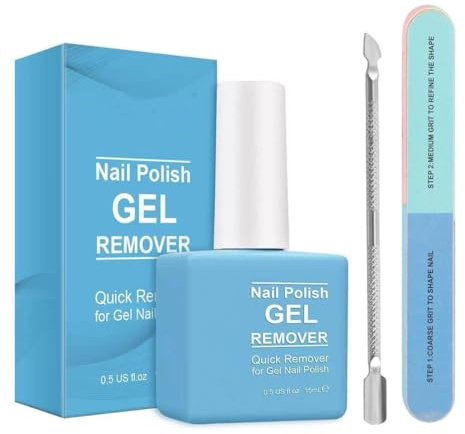 ZORVYN Dissolvant Vernis Semi Permanent Gel Rapide Kit Manucure Maison avec Lime à Ongles et Pousse Cuticule pour un Retrait Facile