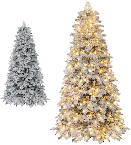 LIFEZEAL Albero di Natale Innevato con Luci Incorporate (210 cm)