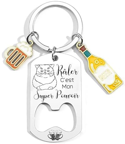QTZXZX Cadeau Ami Collegue pour proche ou collègue de travail, Joli cadeau original rigolo de départ Porte clef Humour Râler C'est Mon Super Pouvoir Porteclef Humour Râleur/Râleuse