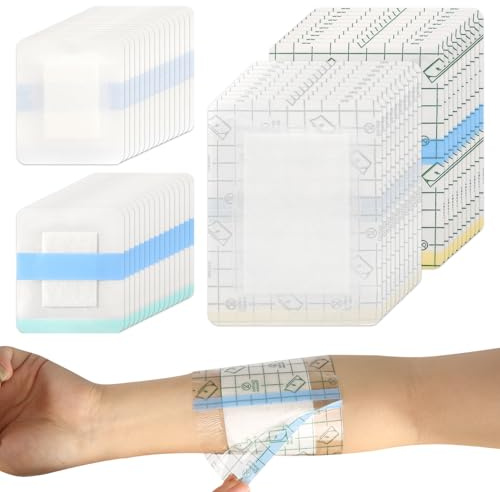 50 Stück Duschpflaster Wasserfest, 6x7cm 10x13cm Wasserdicht Bandage | Transparent Starker Halt Duschpflaster Wasserdichte Pflaster mit Saugfähigem Baumwollkissen für Sport Schwimmen Baden