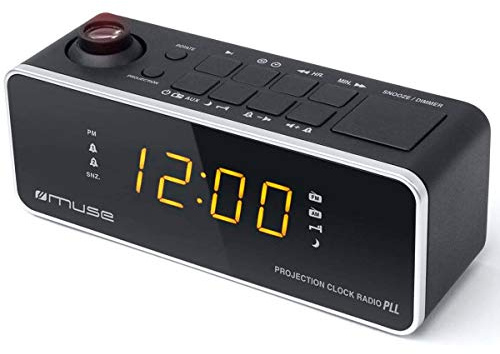 Muse M-188 P Radiowecker mit Uhrzeitprojektion (UKW/MW, 2 Weckzeiten) schwarz