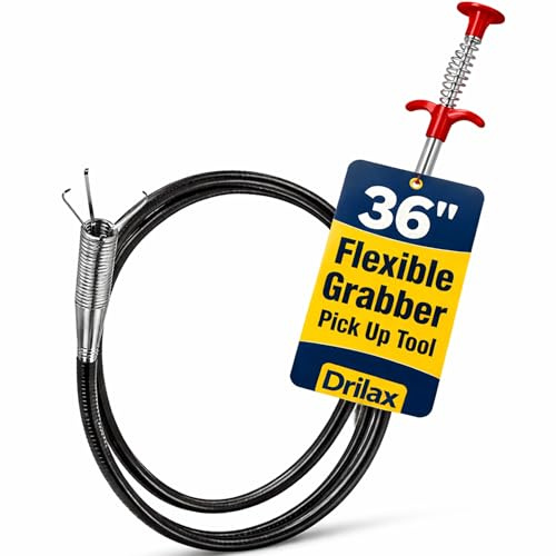 Drilax 36-Inch Flexible Grabber Tool for Drains | Spring-Action Claw with Mechanical Fingers for Hair Removal, Sink & Shower Clog Cleaner | Bendable Pickup Tool for Kitchen, Bathroom, RV