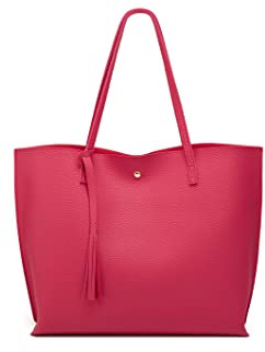 Dreubea - Borsa a tracolla da donna in morbida pelle sintetica, borsa tote, a spalla, a mano, con nappa, di grande capacità, Rosa, Taglia unica