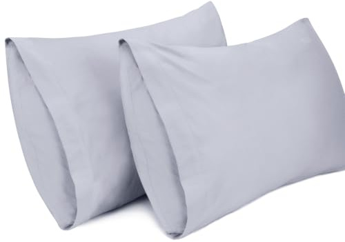 Lirex Örngottsset, 2-pack, 40 x 60 cm, 100% bomullsörngott, andningsbart och mjukt, hypoallergent, Oeko-Tex-certifierat, ljusgrå