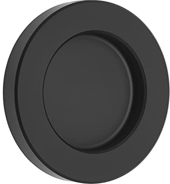 SOTECH Schiebetürgriff TEYO schwarz eloxiert Ø 70 x 10 mm | selbstklebend 3M VHB Möbelgriff Edelstahl Muschelgriff für Glas-Türen & Zimmertüren Griffmuschel zum Aufkleben Glastürgriff