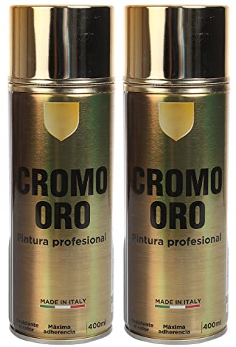 H HANSEL HOME Pintura Spray Especial Efecto Oro Cromado 400 Ml - Pack de 2 Unidades