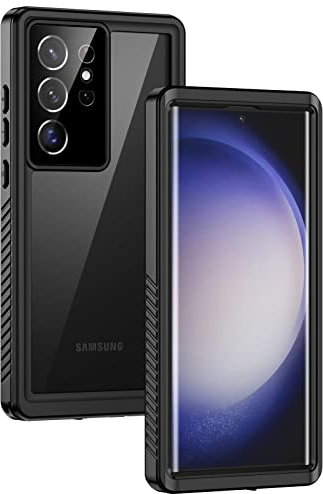 Lanhiem for Samsung S23 Ultra Phone Case, IP68 Waterproof Dustproof, Built-in Screen Protector, Rugged Full Body Shockproof Protective Cover for Samsung Galaxy S23 Ultra 5G, Black