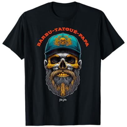 Barbu Tatoué Papa Barbe Tatouage Fête des pères Mari Cadeau T-Shirt
