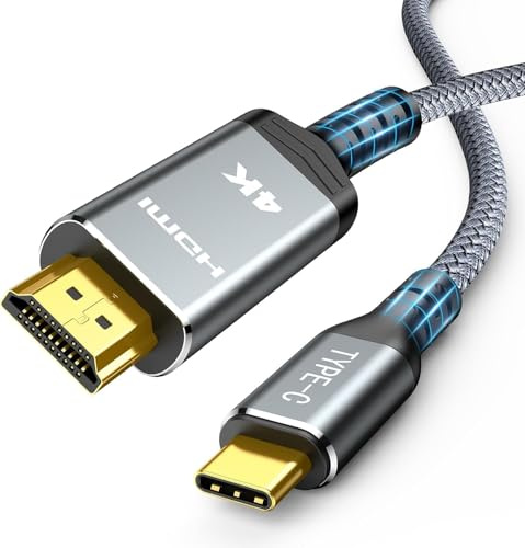 Highwings Cable USB C a HDMI 0.5M, USB Tipo C a HDMI 4K UHD [compatible con Thunderbolt 3] para iPhone Serie 15, para MacBook Pro/Air, para Surface Book 2, para Dell XPS, para Galaxy S10/S9, etc.