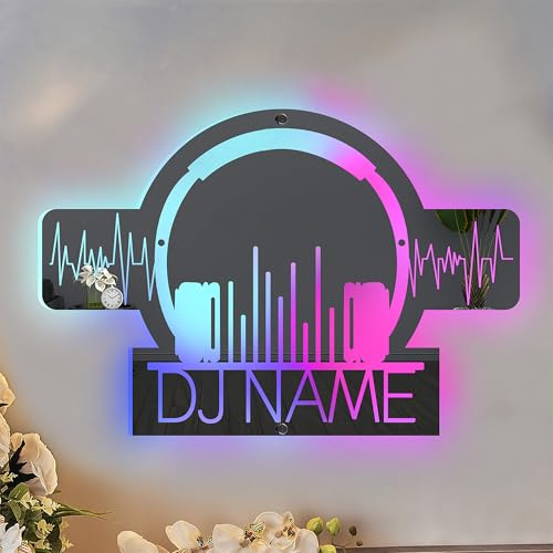 Personalisierte Kopfhörer Name Spiegel LED Neonschild, benutzerdefiniertes RGB-Headset, DJ-Neonlichter für Wanddekoration, USB-betrieben für Schlafzimmer, Musikzimmer, Spielzimmer, Wohnzimmer (Stil 4)