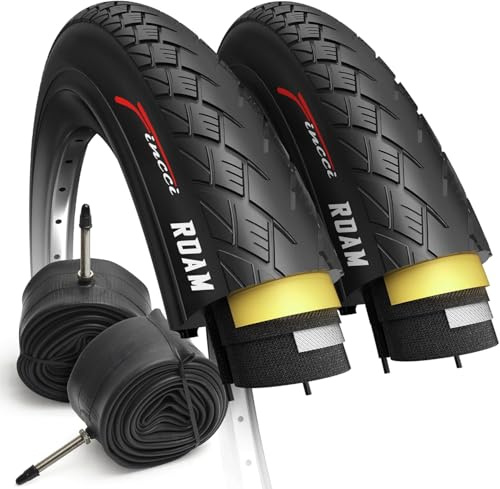 Fincci Cykeldäck 700 x 35 c – par hopfällbara 700 c däck med 1 mm nylonskydd och 2 x innerslang 37-622 presta-ventil, 30 TPI för stad, elektrisk, hybrid, väg- och touringcyklar 28 tum