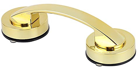 Maniglia antiscivolo a ventosa per doccia con maniglia a tazza per vasca da bagno e WC, senza foratura, porta in vetro di sicurezza, maniglia da parete per anziani e disabili, colore oro