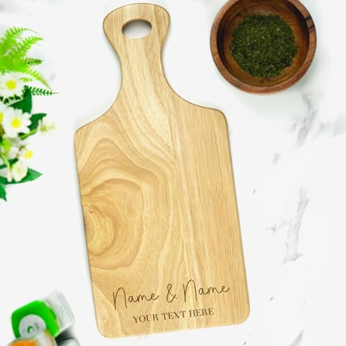 Personalised Engraved Paddle Chopping Board - Personalised Wooden Board, New Home, Wedding, Birthday, Custom Made Gift, Bespoke Wood Board (Style 3)