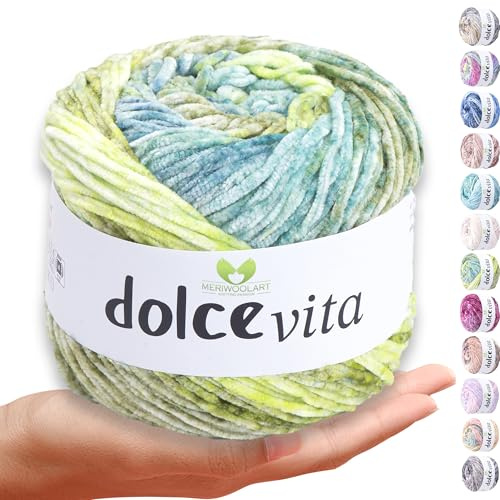 MeriWoolArt Chenille Wolle (Samtgarn) zum Stricken & Häkeln – 150g (260m) – 100% Polyester Flauschgarn – ideal als Amigurumi Garn für Kissen, Decken, Haustierbett & DIY-Geschenke