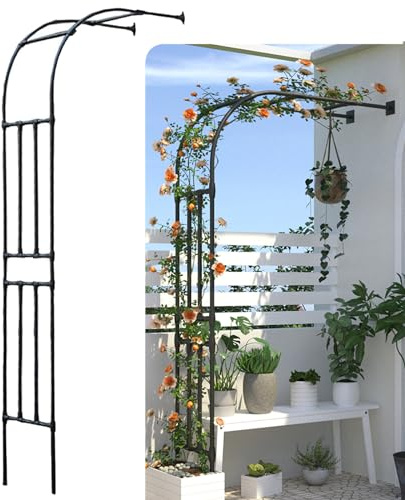 Marco de escalada de arco de jardín de media cara, marco de acero resistente, soporte para plantas para rosas y vides, decoración duradera al aire libre para jardín y patio