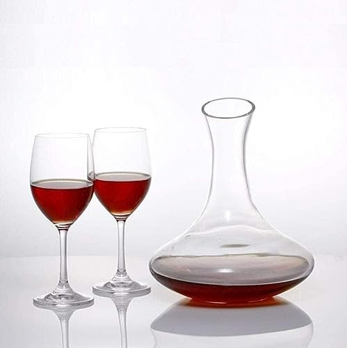 Tjock vinkaraff, Handblåst kristallkaraff 1800 ml for whisky och rött vin, passar 750 ml flaskor, bred mynning
