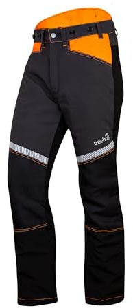 Treehog TH250 Chainsaw Trousers – Regular Fit – Class 1 (20m/s) Protection – EN ISO 11393-2 Certified – Type A Front Protection (UK, Alpha, M, Regular, Regular, Grey/Orange)