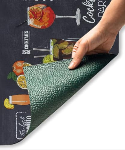 Pierre Tappeti Passatoia PUB anti-macchia anti-scivolo lavabile in lavatrice cm.52x250 tappeto cucina bagno ingresso multiuso, disegno drink cocktail aperitivi birra