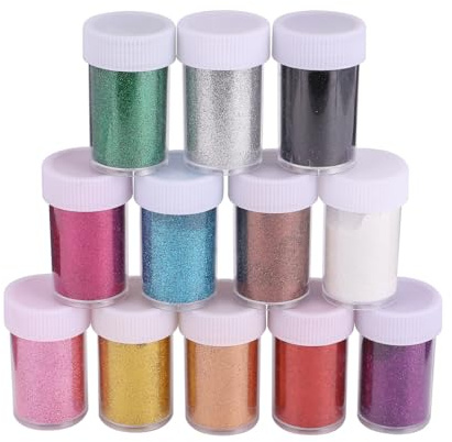 Holibanna 12 Stück Glitzerpuder für Nagelkunst mit Abs Material und Sicherem Auslaufsicherem Design für Makeup und Lippenkunst Zufällige Farbe