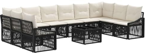 vidaXL Tuinbankenset 11 st Zwart poly rattan
