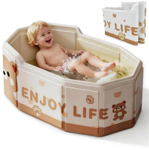 xolear Bañera Plegable Bebé con Respaldo Elevado, Bañera Portátil Bebe