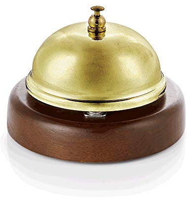 WAS 1449 000 Rezeptionsglocke mit Holzunterteil, 9cm Durchmesser
