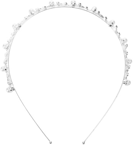 UEETEK Hochzeit Tiara,Braut Tiara mit verziert Perle Hochzeit Stirnband Stirnband,Ideal für Hochzeit / Proms/Parteien,Silber,15 * 14 CM