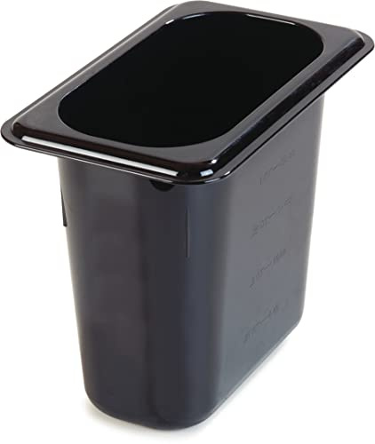 Carlisle FoodService Products Storplus High Heat Food Pan, Chafing Pan with Spoonable Corners for Catering, Buffets, Restaurants, High Heat Plastic, 1/9 Size 6 Inches Deep, Black