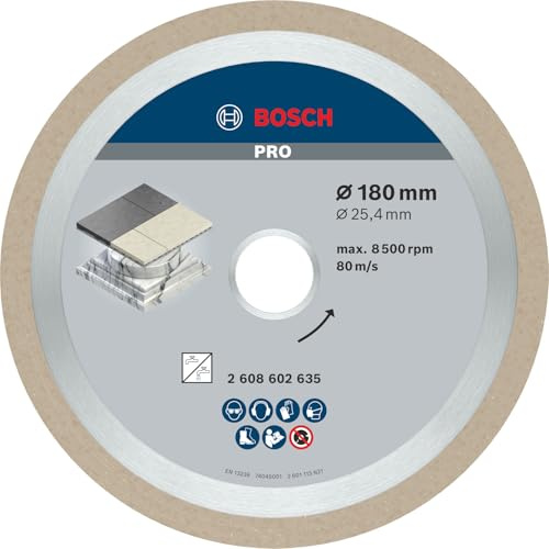 Bosch 1x PRO Ceramic Diamanttrennscheibe, 180 x 25,4 mm | für Fliesen, Harte Fliesen, Ø 180 mm, Professional Zubehör Tischkreissäge