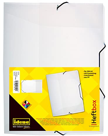 Idena 225403 – häftbox för DIN A4 med gummirör, av PP, fyllhöjd 3,5 cm, transparent, 1 st.