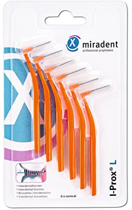 miradent I-Prox® L Interdentalbürste 0,8 mm orange konisch 6 St | für eine einfache gründliche Reinigung der Zahnzwischenräume | im Pocketformat | mit hygienischer Schutzkappe | ideal für unterwegs