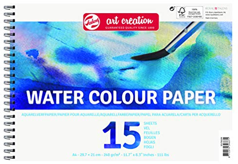 Talens Art Creation Aquarellpapier - 29,7 x 21 cm A4-250g/m² - 15 Blatt - Perforiert - Ringgebunden - Hohe Qualität für Künstler