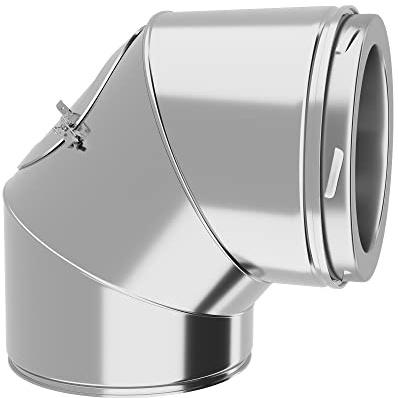 Edelstahl Versatzbogen - Ofenknie Bogen für Schornstein in allen Durchmessern und Winkeln (Ø 150mm, Winkel 90°)