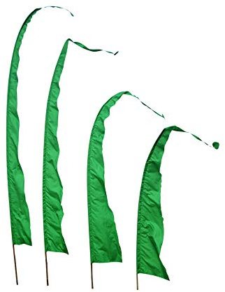 Original Balifahne, 3m | Grün, Green | Wetterfeste Gartenfahne aus echtem Satin | Traditionelle Asien Deko-Flagge & Windspiel aus Bali | Ohne Stange