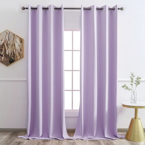 YGO Deko-Fenstervorhänge, 132,1 x 241,3 cm, Flieder, Thermovorhang mit Ösen, isoliert, Lichtblock-Jalousien für Babys, Mädchen, Wohnzimmer, 1 Paar
