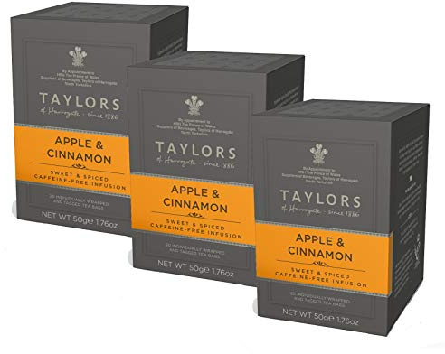Taylors of Harrogate Apple & Cinnamon Tea 3 x 20 Individually Wrapped & Tagged Tea Bags