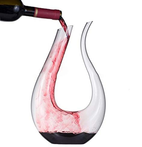 KUANDARMX Multifunktional Weinkaraffe, 1.2L U-Form Klassische Weinkaraffe, 100% mundgeblasenes bleifreies Kristallglas-Weinzubehör Mode, White